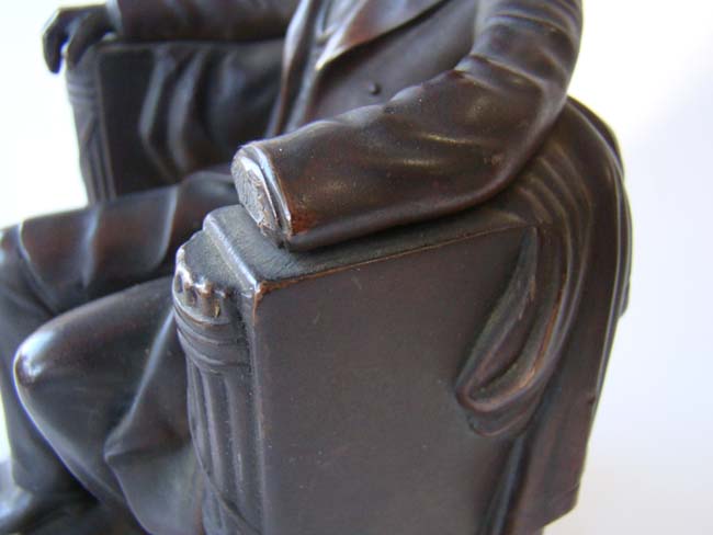 A pair of "Lincoln in the chair" antique bookends by Jennings Brothers circa 1925 — image 2